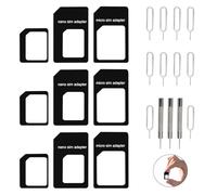 16 Pcs 4 in 1 SIM Card Adapter with Removal Opening Tool Set, Nano to Micro, Nano to Standard, Micro to Standard Adapters, SIM Ejector Pin, and SIM Card Removal Tool for Mobile Phones
