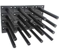 16 Pcs 5" Black Solid Steel Floating Shelf Bracket Blind Shelf Supports - Hidden Brackets for Floating Wood Shelves - Concealed Blind Shelf Support - Screws and Wall Plugs Included