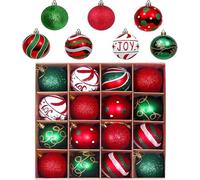 16 Pcs 6cm Christmas Tree Ornaments Set, Multi-Color Decorations Balls, Shatterproof Plastic Hanging Xmas Tree Ornaments for Window Display & Holiday Party Decor