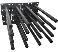 16 Pcs 8" Black Solid Steel Floating Shelf Bracket Blind Shelf Supports - Hidden Brackets for Floating Wood Shelves - Concealed Blind Shelf Support - Screws and Wall Plugs Included