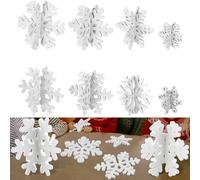 16 Pcs 8 Pair 3D Wooden Snowflake, Snowflake Christmas Table Decorations, Winter Snowflake Wood Blocks, Wooden Snowflake Centerpiece Ornamentsfor Xmas Party Farmhouse Home Tabletop Shelves