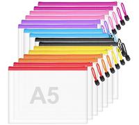 16 PCS A5 Plastic Wallets, Plastic File Storage Bag, Multi-Color File Pouches, Zipper Storage Pouch, Zip Lock Bags, File Storage Pouches, Document Folders Pockets for Homework School Office Storage