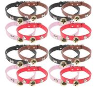 16 Pcs Adjustable Sheep Collar with Bells PU for Small Farm Animals | High Density Webbing, Hole Adjustment Design, Finish, Calves and Ranch Management Use