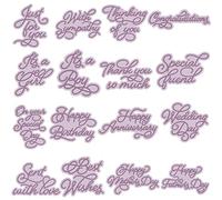 16 Pcs Alphabet Dies for Cards - Mother's Day, Anniversary, Wedding, Birthday & Father's Day Words Die Cuts