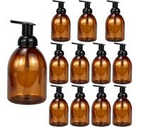 16 Pcs Amber Foaming Soap Dispenser 500 ml Refillable Foam Pump Bottle Liquid Plastic Container for Oil, Emulsion Shampoo, Pump Lotion, Bathroom, Liquid Makeup Bottles
