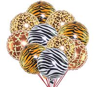 16 Pcs Animal Foil Balloons, Leopard Print, for Zoo Jungle Kindergarten Birthday Party Decoration Supplies, 18 inch