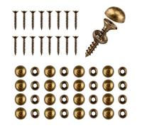 16 Pcs Antique Brass Decorative Screw Caps Set Self Tapping Wood Screws Kit with Brass Screw Covers for Furniture Cabinet Mirror Fixing DIY Crafts Home Improvement