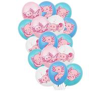 16 Pcs Axolotl Party Balloons Axolotl Birthday Decorations Latex Party Balloons Multicolour Inflatable Balloon Pink and Blue Balloon for Birthday, Baby Shower