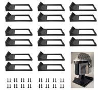 16 Pcs Black Wall Mount Display Stand Fits Lego Helmet, Wall Mount Display Shelf, Compatible with All Standard Lego Helmets, Boba Fett 75277/Tie Fighter Pilot 75274/Stormtrooper 75276