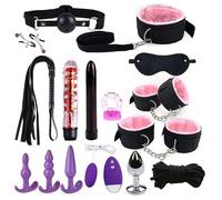 16 pcs Bondage Training Set for Couples, Practical BDSM Nylon Plush Straps and Anal Plug Kit for Sex Role-Playing -UKGC18Z (Pink, B:Same and Cheaper)