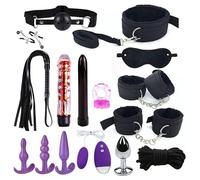 16 pcs Bondage Training Set for Couples, Practical BDSM Nylon Plush Straps and Anal Plug Kit for Sex Role-Playing -UKGC18Z (Black, B:Same and Cheaper)