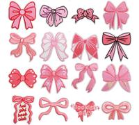 16 Pcs Bow Emblem Iron on Sew on Patch Colorful Embroidered Red Butterfly Knot Mix and Match Cute Styles Patches Sewing Applique DIY Decoration Accessory for Clothes,T-Shirt,Backpacks,Vest,Hats