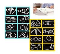 16 Pcs Brain Teaser Metal Wire Puzzles, Metal Ring IQ Test Toy Metals Wire Puzzle Logic Brain Teaser Set for Adults Teenagers Kids Knots Lock Puzzle Gift Ideal Intelligence Toys for Party Favor