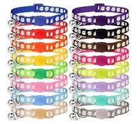 16 PCS Breakaway Cat Collars,Kitten Collar with Bell Cat Collars for Boy Girl Cats Breakaway Collar for Cats Glow in The Dark 7.5-12.6 Inch