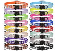 16 PCS Breakaway Cat Collars with Bells Reflective Cat Collar Safety Nylon Kitten Collars Cat Collars for Girl Boy Cats(6"-9")