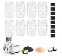 16 Pcs Cat Water Fountain Filters for Petlibro Water Fountain, Cat Fountain Filters Set with 8 Activated Carbon Filter and 8 Filter Foam, cat Water Filter Replacement Compatible with Petlibro