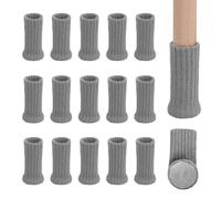 16 Pcs Chair Leg Socks with Felt Pads, Double Layered Non Slip Knitted Furniture Booties for Home School Office Library (Grey)