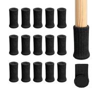 16 Pcs Chair Leg Socks with Felt Pads, Double Layered Non Slip Knitted Furniture Booties for Home School Office Library (Black)