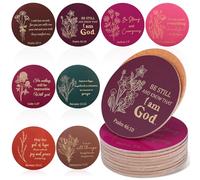 16 PCS Christian Coasters with Bible Verses Employee Appreciation Coasters Personalised Round Coaster for Colleagues Teacher Nurses Friends Volunteer Christian Gift Birthday Presents(8 Stlyes)