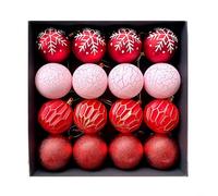 16 Pcs Christmas Ball Ornaments Plastic 6cm for Hanging on Trees, Garlands, and Other Festive Decoration Settings (Red)