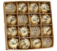 16 PCS Christmas Decoration Hanging Balls Set Made of PET Material with Hand Painted Metallic Finish for Tree Ornaments and Festive Home Displays 6cm (gold)