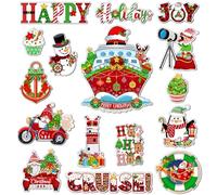 16 Pcs Christmas Garage Cruise Door Magnets Stickers Fridge Refrigerator,Xmas Magnet Car Door Fridge Magnetic Decor for Christmas Party Kitchen Locker Holiday Joy Decor