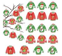 16 Pcs Christmas Ugly Sweater Hanging Ornaments Decorations for Christmas Tree Xmas Red White and Green Hanging Winter Sweater Pendant for Kids Gift DIY Xmas Home Party Favors
