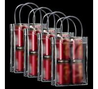 16 Pcs Clear PVC Gift Bag with Handle Present Wrap Tote Bags Transparent Wedding Goodie Bags Waterproof Party Favor Bags Plastic Gift Wrapping Bags with Button 17 x 23 x 7cm