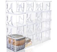 16 Pcs Clear Zippered Organizers 12''x12''x12'' Moving Bags with Reinforced Handles Heavy Duty Storage Cube Tote Storage Blanket Bags Bins for Clothes Moving Supplies Linens Shoes Closet Organizer