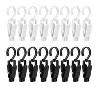 16 Pcs Clothes Pegs Extra Strong, 360°Swivel Vlaundry & Washing Pegs, Plastic Towel Clips with Hooks, Non-slip Hat Hanger, 8 Black 8 White