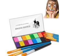 16 PCS Color and 11 PCS Brush Face Painting Kit, Non Toxic Vibrant Makeup Set with 11 Brushes and 2 Sponges, Waterproof Halloween Carnival Body Paint for Kids, Adults and Party Artists