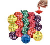 16 Pcs Colorful Wooden Toy Desktop Spinning Top, Mini Creative Decompression Spinning Toys, Secure Wooden Party Bag Fillers Kindergarten Toys Fun Gift for Children (Random Colors)