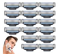 16 PCS Compatible with Mach 3 Razor Blades Razor Blades Mach 3 Razor Blades Compatible with Gillette Mach 3 Shavers Washable 3-Layer Razor Blades Replacement with Double Lubrication Strip for Men