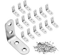 16 Pcs Corner Bracket - 40mmx40mm 90 Degree Right Angle Brackets Fastener Stainless Steel L Shaped Corner Braces with 64 Pcs Screws Brace Corner Steel Joint Silver
