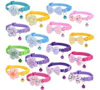 16 PCS Cute Cat Collars Breakaway with Bell for Boy Cats and Girl Cats Gifts (#5-Multicolor Plaid)