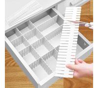 16 PCS Drawer Dividers Adjustable Drawer Organizer White Drawer Organiser 32 x 7 cm DIY Cut at Will for Socks, Underwear, Makeup, Kitchen, Bedroom, Dresser