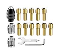 16 Pcs Drill Chuck Collet Set Featuring Brass Collets and Alloy Steel Nut, Drill Bit Sizes 0 8 to 3 2mm for Enhanced Chuck Stability and Easy Bit Changes