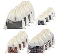 16 Pcs Dustproof Drawstring Bags Purse Dust Storage Bags for Handbags Covers Non Woven Fabric Cloth Pouch String Packing Organizer Shoe Pouch