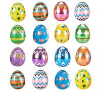 16 Pcs Easter Egg Decorations, Colourful Fillable Easter Eggs to Fill Painted Fake Eggs Easters Basket Stuffers Fillers, Eggshell Fun for Easters Party, Suitable for Party Decoration and Gifts