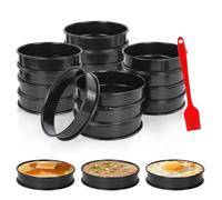 16 Pcs English Muffin Rings, Stainless Steel Crumpet Rings with Pastry Brush, Double Rolled Nonstick Cake Ring Pancake Mould Egg Ring for Kitchen Baking Cookie Desserts Pancake (10 CM)