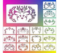 16 PCS Face Painting Reusable Stencils, Faces Make-up Paint Stencils, Body Paint Templates Fairy Butterfly Pattern for Children's Acrylic Painting Stencil & Party Carnival and DIY