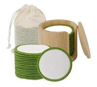 16 Pcs Facial Sponges Bamboo Cotton Soft Gentle Cleansing Round Face Reusable with Laundry Bag & Bamboo Holder Skin Care Washable Absorption Makeup Remover Pads (White)..