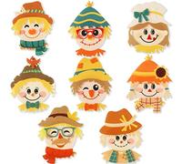 16 PCS Fall Scarecrow Thanksgiving Felt Crafts Scarecrow Craft Kits for Kids Autumn Fall Kids Craft Kits Scarecrow Head Magnet Craft Kit DIY Scarecrow Kit for Fall Thanksgiving Kids Craft Party Decor