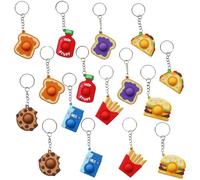 16 Pcs Fidget Keychain, Pop It Sensory Toys for Stress Relief, Mini Silicone Push Popper Keyrings for Kids Adults, Cute Party Bag Filler Gift, Anti-Anxiety Pocket Toy