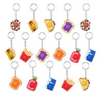 16 Pcs Fidget Keyring, Silicone Pop it Keychain, Hamburger keychain, Stress and Anxiety Relieving Tabletop Sensory Toy for Children and Adults with ADHD, OCD, Anxiety Autism