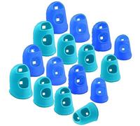 16 Pcs Finger Tips Finger Pads, 4 Sizes Silicone Finger Thimbles, Fingertip Grips, Finger Protector Pads Cover for Money Counting, Paper Sorting, Sewing, Knitting, Guitar Playing (Blue, Sky Blue)