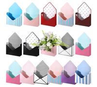 16 Pcs Flower Bouquet Boxes, Present Packaging Paper Boxes for Florist, Foldable Letter-Style Flower Bags for Weddings, Graduations, Valentine's, Mother's Day, Party Surprise