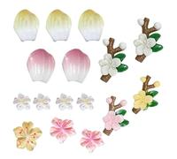 16 Pcs Flower Croc Charms, Peach Blossom Shoes Charms, Sweetness Style Shoe Decoration for Kids Girls Women Birthday Party Gift (Yellow And Pink)