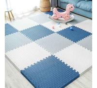 16 PCS Foam Baby Play Mats 30x30cm EVA Floor Tiles 1.2 Thick Soft Floor Interlocking Mat Waterproof High-Resilience Foam Floor Puzzle Matting(Navy Blue/Grey/White)