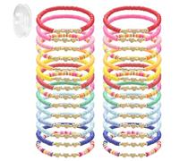 16 Pcs Friendship Bracelets, Adjustable Colorful Beaded Bracelet with String Stretch, Letter Heart Evil Eye Bracelets, Inspirational Bracelet for Girls Women Men Gifts, Party Bag Fillers for Girls
